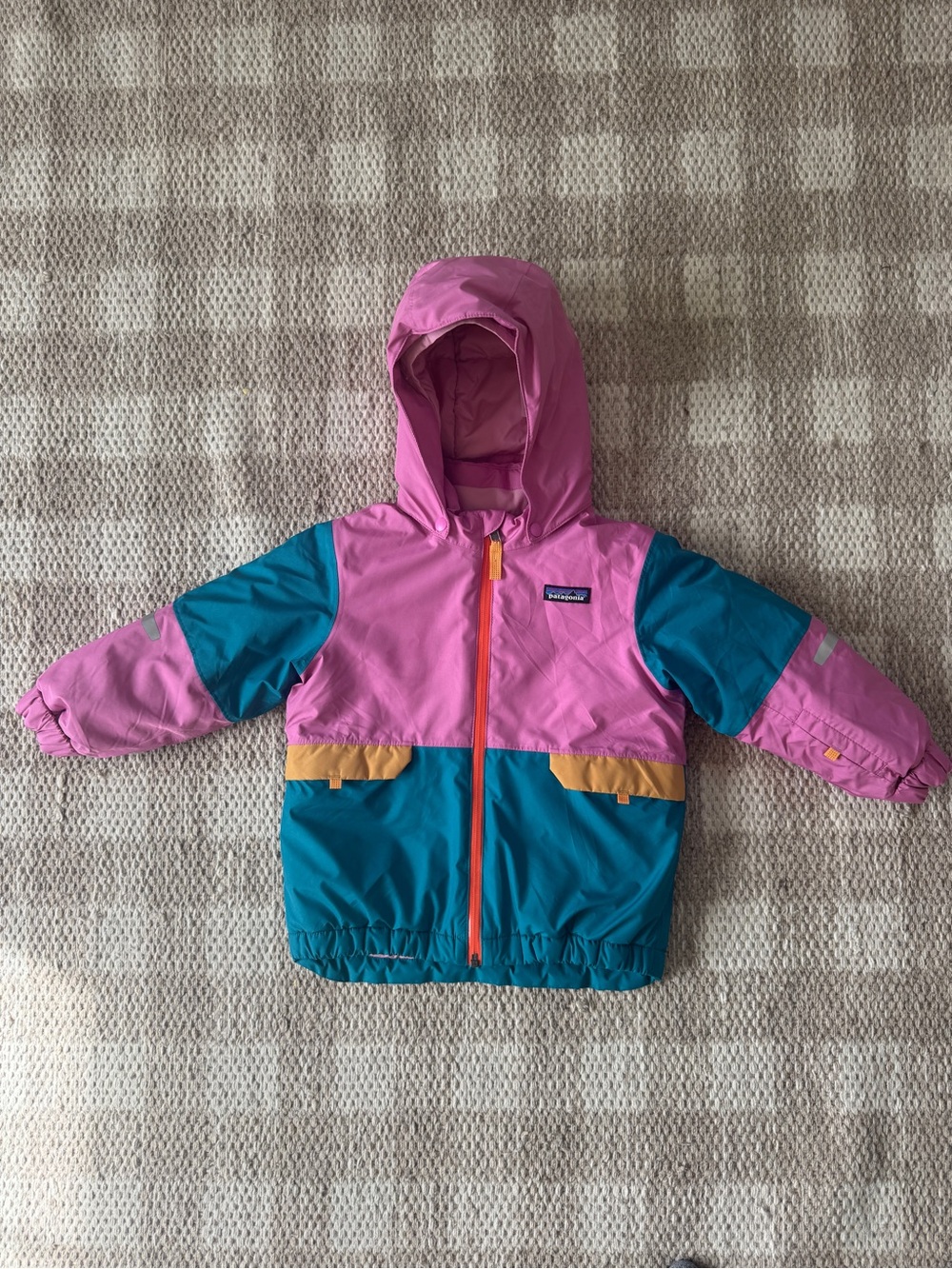 Patagonia Kids Colorblock Hooded Jacket - Pink & Teal